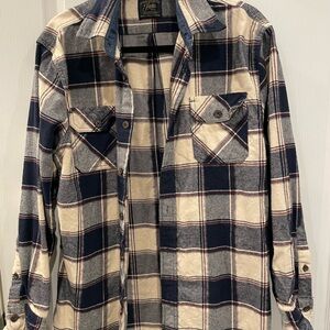 Jachs Navy and Cream Checkered Flannel Shirt